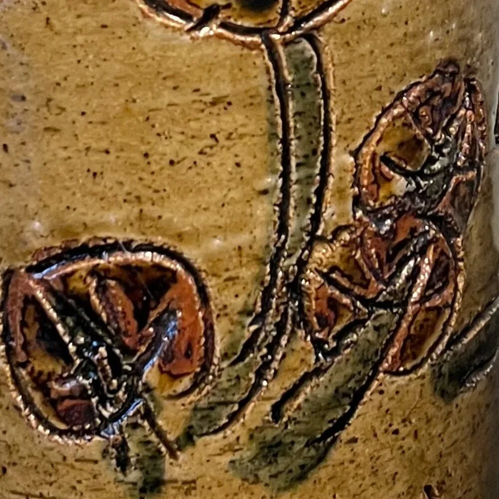 Vtg Otagiri Mercantile Company OMC Japan Handcrafted Incised Glazed Pottery Vase